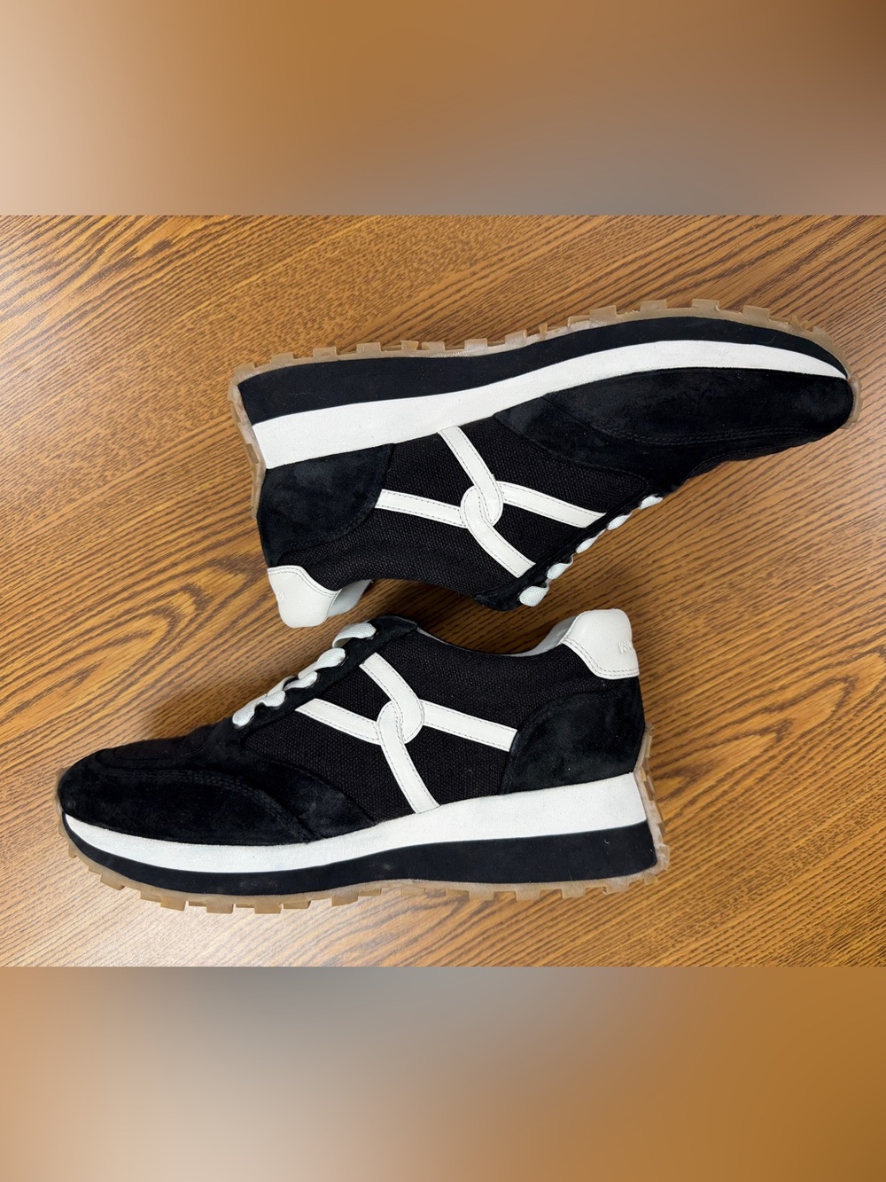 Veronica Beard Black and White Women's Lace-Up Sneakers - Picture 4 of 8